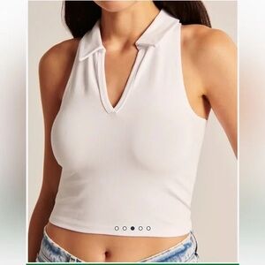 Abercrombie & Fitch | White Soft A&F Essentials Polo Tank Cropped